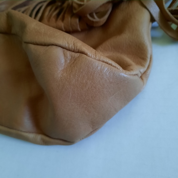 B. MAKOWSKY Leather Brown Fringe Hobo Handbag Purse - Picture 2 of 11